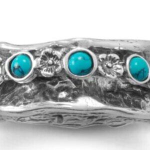Sterling Silver Oxidized Reconstituted Turquoise Spinner  Ring Sz 9